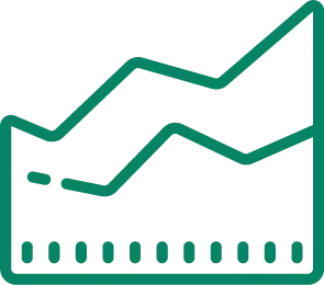 a mountain shaped chart outlined